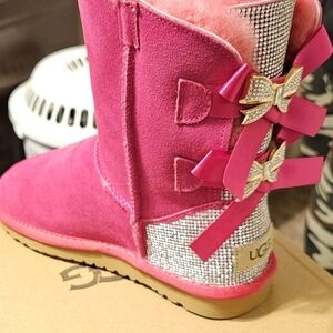 UGG Kids Fuchsia Boots with Glitter Bows